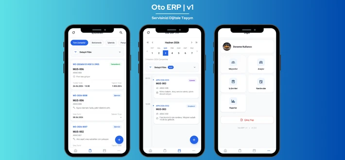 Mobil Oto Servis & ERP Yönetim Sistemi | v1